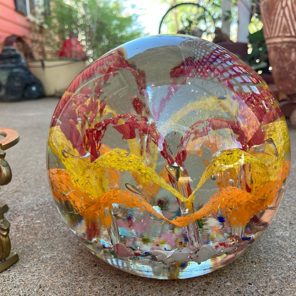 Colorful Huge Magnum Glass Sphere Paperweight with Stand - Picture 13 of 15